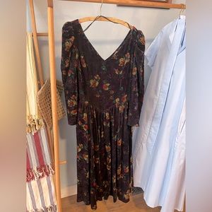 VINTAGE floral velvet dress size large